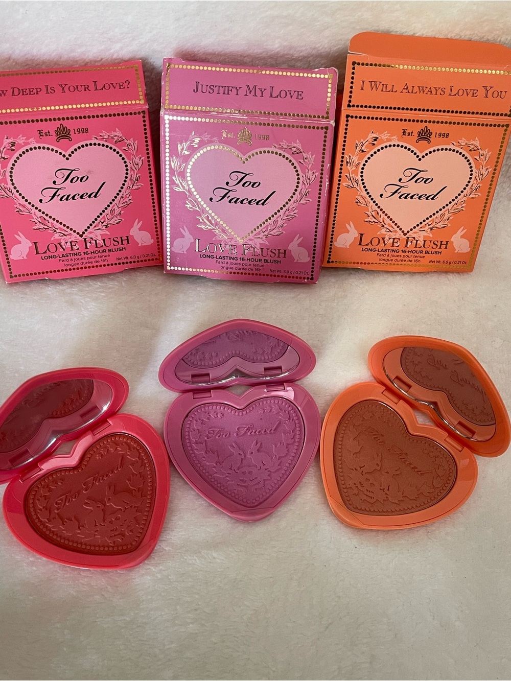 Too Faced Blush Set I Will Always Love You/Justify My Love/How Deep is Your Love